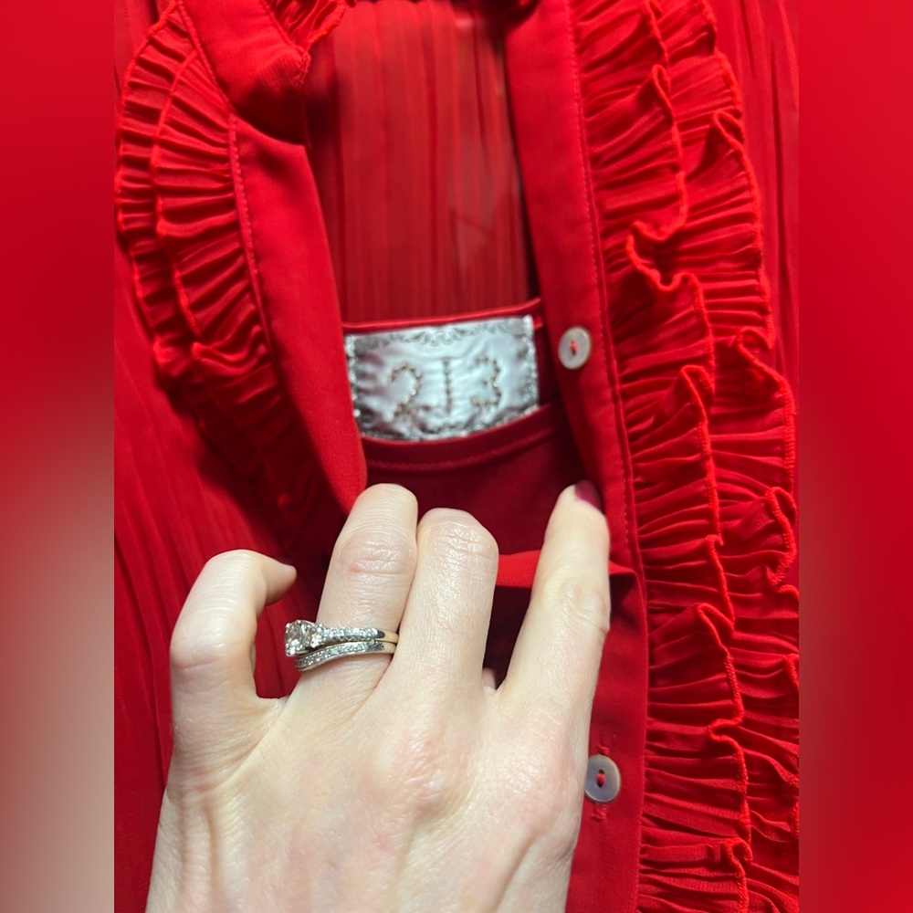 Red Ruffle Mini Dress - Picture 3 of 4